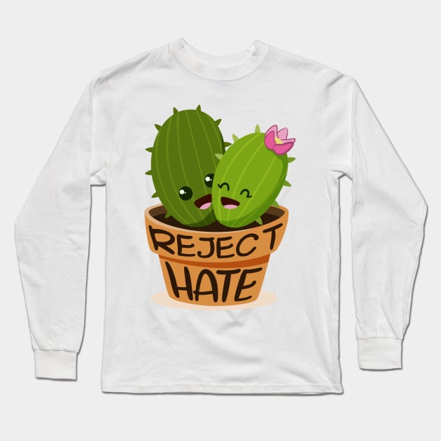 'Reject Hate' Social Inclusion Shirt Long Sleeve T-Shirt by ourwackyhome